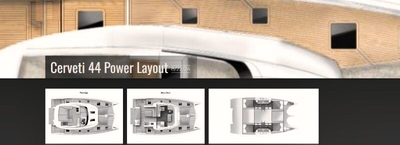 Power catamaran Cervetti 44  layout