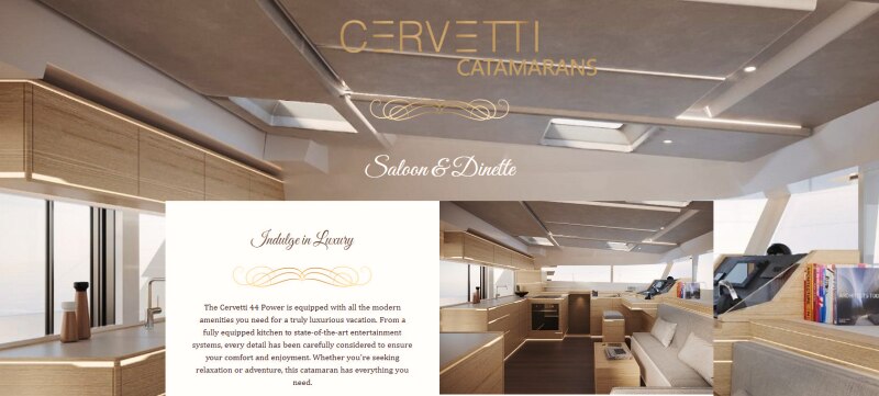 Power catamaran Cervetti 44 - Salon and galley