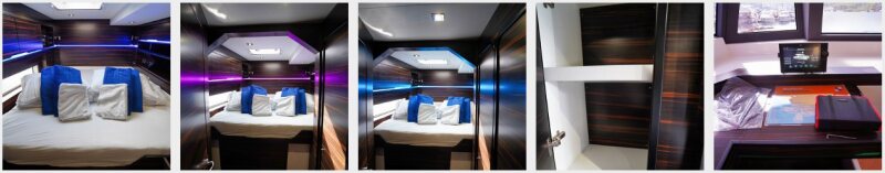 Interior of power catamaran Cervetti 44 - cabins