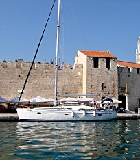 Sailing yacht in front of Trogir Croatia