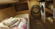 Single bed cabin, wasching machine, storage